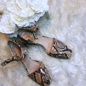 Free People Bardot Snake Skin Block Heel
